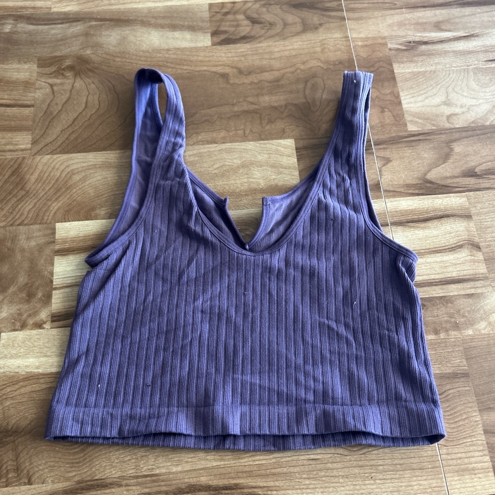 Purple Ribbed Women's Top